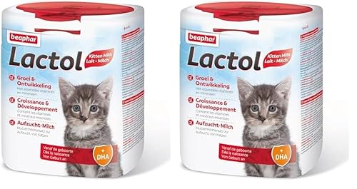 BEAPHAR - Lactol Aufzucht-Milch - Für Kätzchen - Von Geburt An - Muttermilchersatz Mit DHA, Vitaminen Und Mineralien - Unterstützt Gesunde Aufzucht Und Stärkung - 500 g (Packung mit 2) von beaphar