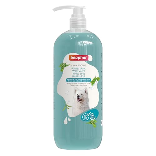 BEAPHAR - Shampoo Für Weißes Fell - Unterstützt Die Natürliche Fellfarbe - Hautfreundlich - Mit Grünem Tee Und Aloe Vera - Ph-Neutral - 0% Parabene, Silikone - Frischer Duft - Vegan - 1L BEAPHAR - Shampoo Für Weißes Fell - Unterstützt Die Natürliche Fellfarbe - Hautfreundlich - Mit Grünem Tee Und Aloe Vera - Ph-Neutral - 0% Parabene, Silikone - Frischer Duft - Vegan - 1L von beaphar