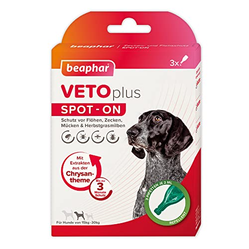 BEAPHAR - VETOplus Spot-ON Für Hunde Zwischen 15-30kg - Repellent Gegen Flöhe, Zecken, Mücken Und Herbstgrasmilben - Sofortige Wirkung - Schützt Bis Zu 12 Wochen - 3 Pipetten Je 2ml BEAPHAR - VETOplus Spot-ON Für Hunde Zwischen 15-30kg - Repellent Gegen Flöhe, Zecken, Mücken Und Herbstgrasmilben - Sofortige Wirkung - Schützt Bis Zu 12 Wochen - 3 Pipetten Je 2ml von beaphar