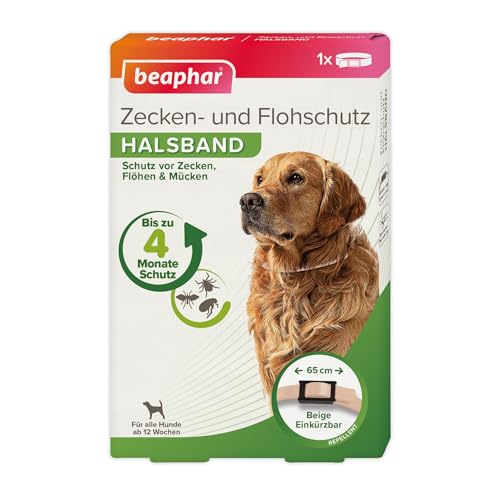 BEAPHAR - Zecken- Und Flohschutz Halsband Für Hunde Ab 12 Wochen - Repellent - 4 Monate Schutz Vor Zecken, Flöhen Und Mücken - Regenfest - Verstellbar - Bandlänge 65 cm - Beige BEAPHAR - Zecken- Und Flohschutz Halsband Für Hunde Ab 12 Wochen - Repellent - 4 Monate Schutz Vor Zecken, Flöhen Und Mücken - Regenfest - Verstellbar - Bandlänge 65 cm - Beige von beaphar