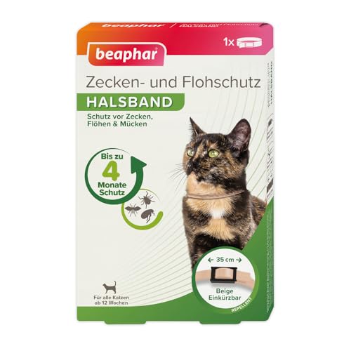 BEAPHAR - Zecken- Und Flohschutz Halsband Für Katzen Ab 12 Wochen - Repellent - 4 Monate Schutz Vor Zecken, Flöhen Und Mücken - Regenfest - Bandlänge 35 cm - Beige BEAPHAR - Zecken- Und Flohschutz Halsband Für Katzen Ab 12 Wochen - Repellent - 4 Monate Schutz Vor Zecken, Flöhen Und Mücken - Regenfest - Bandlänge 35 cm - Beige von beaphar