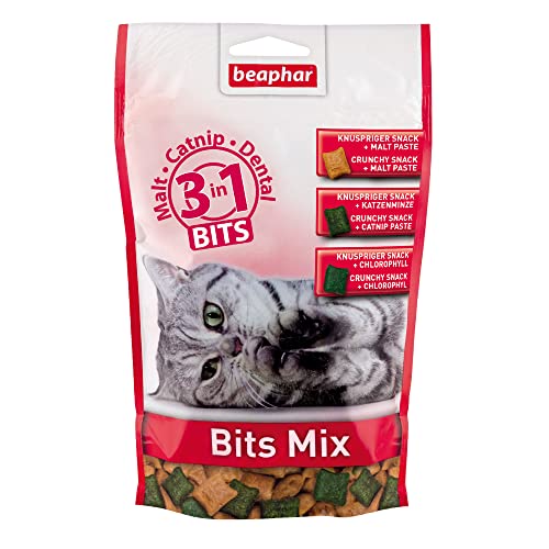 Beaphar Bits Mix - Für Katzen - 3 in 1 - Malt - Catnip - Dental - Katzensnacks - 1er Pack (1 x 150 g) von beaphar