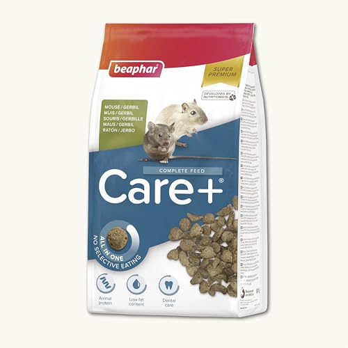 Beaphar Care+ Super Premium-Futter - Futter für Sberbo und Mäuse - 500 g - hoher Energiewert - Zahnabfall und ohne Zuckerzusatz - Extrudiertes Futter Beaphar Care+ Super Premium-Futter - Futter für Sberbo und Mäuse - 500 g - hoher Energiewert - Zahnabfall und ohne Zuckerzusatz - Extrudiertes Futter von beaphar