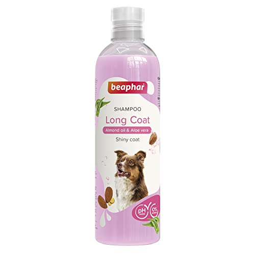 Beaphar Langhaar-Shampoo für Hunde, 250 ml, natürliche Extrakte aus Aloe Vera und Mandelöl, pflegt und schützt Ihre Haut und Ihr Haar, glänzendes und leicht kämmbares Haar, vegan, pH-neutral, 250 ml von beaphar