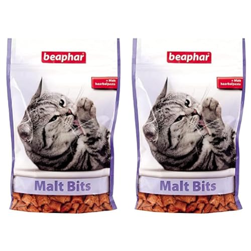 Beaphar Malt Bits - Für Katzen - Unterstützt den Abgang verschluckter Haare auf natürliche Weise - Katzensnacks - 2er Pack (1 x 150 g) von beaphar