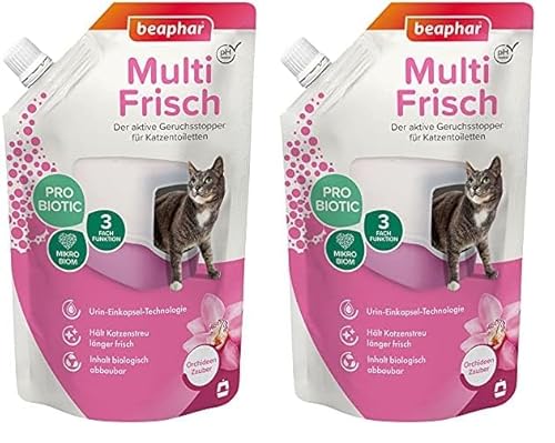 Beaphar Multi Frisch - Geruchsneutralisierer für Katzenklos - Verlängert die Haltbarkeit von Katzenstreu - Duft nach Orchideen Zauber - 400 g (Packung mit 2) von beaphar