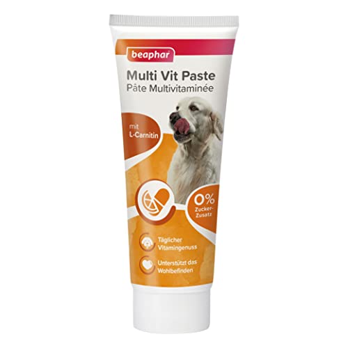 BEAPHAR - Multi Vit Paste Hund - Für Hunde - Mit Biotin, L-Carnitin - Für Strapazierfähige Haut Und Schönes Fell - 0% Zucker-Zusatz - Täglicher Vitamingenuss - Unterstützt Das Wohlbefinden - 250 g von beaphar