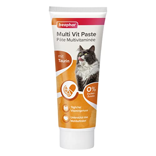 beaphar - Multi VIT Paste Katze - Für Katzen - Mit Taurin, Biotin, Omega 3 Und 6-0% Zucker-Zusatz - Täglicher Vitamingenuss - Unterstützt Das Wohlbefinden - 250 g von beaphar