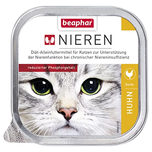 BEAPHAR - Nierendiät Für Katzen - Diät-Alleinfuttermittel Zur Nierenunterstützung Bei Niereninsuffizienz - Reduzierter Phosphorgehalt - Mit Wertvollem Lachsöl - Huhn - 1x 100g von beaphar