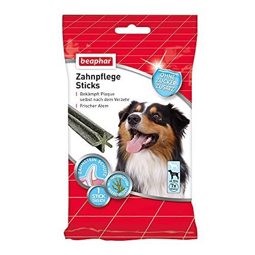 Beaphar Zahnpflege Sticks - Für große Hunde - Zahnpflege Snack - Mit natürlichen Meeresalgen - Ohne Zuckerzusatz - 7 Stück, 182 g (1er Pack) von beaphar