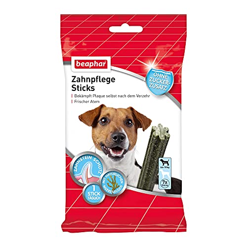 BEAPHAR - Zahnpflege Sticks Für Hunde Bis 10kg - Bekämpft Plaque Selbst Nach Dem Verzehr - Mit Natürlichen Meeresalgen - Ohne Zuckerzusatz - Frischer Atem - 1 Stick Täglich - 7 Stück von beaphar