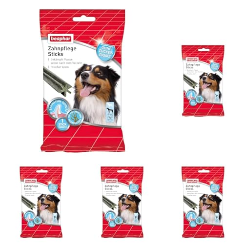 Beaphar Zahnpflege Sticks - Für große Hunde - Zahnpflege Snack - Mit natürlichen Meeresalgen - Ohne Zuckerzusatz - 7 Stück, 182 g (5er Pack) von beaphar