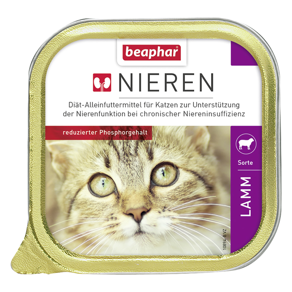 Sparpaket beaphar Nieren-Diät 24 x 100 g - Mixpaket 1 (Huhn & Lamm) von beaphar