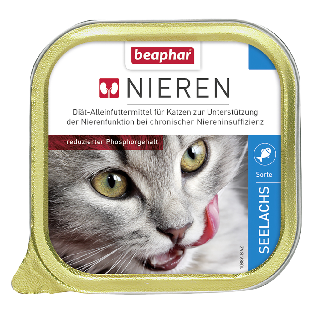 Sparpaket beaphar Nieren-Diät 24 x 100 g - Mixpaket 2 (Huhn & Seelachs) von beaphar