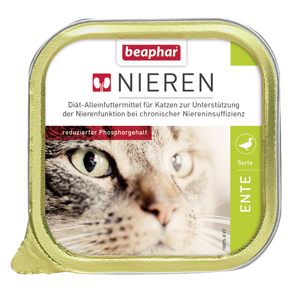 Sparpaket beaphar Nieren-Diät 24 x 100 g - Mixpaket 3 (Huhn & Ente) von beaphar