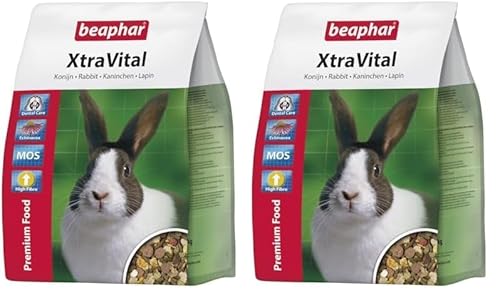 XtraVital Kaninchen Futter | Ausgewogenes Kaninchenfutter | Mit zahnpflegenden Eigenschaften | Geringer Fettgehalt | Mit Echinacea & Alfalfa | 2,5 kg (Packung mit 2) von beaphar