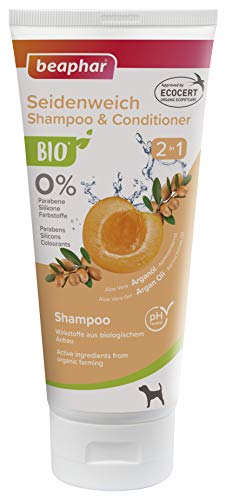 beaphar 17742 Bio Shampoo Seidenweich 2 in 1 für Hunde, angereichert mit,Arganöl und Aprikosenkernöl Aprikosenkernöl aus biologischem Anbau, 200 ml von beaphar