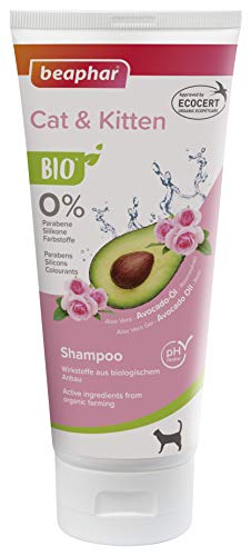 beaphar Bio Shampoo Cat & Kitten, angereichert mit Avocadoöl und Rosenextrakt aus biologischem Anbau, 200 ml, Weiß von beaphar