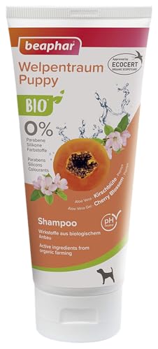 beaphar 17739 Bio Shampoo Welpentraum für Hundewelpen, angereichert mit Kirschblüten und Papaya aus biologischem Anbau, 200 ml, Weiß beaphar 17739 Bio Shampoo Welpentraum für Hundewelpen, angereichert mit Kirschblüten und Papaya aus biologischem Anbau, 200 ml, Weiß von beaphar