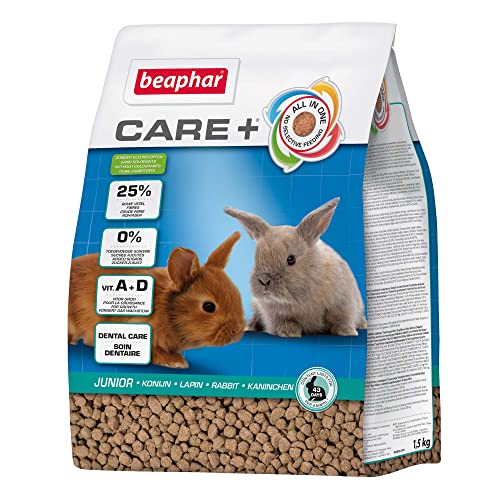 BEAPHAR - Care+ Kaninchen Junior - Für Nager Und Kleinsäuger - Bis Zum 10. Lebensmonat - Mit Rohfasergehalt, Kalzium, Vitamine A Und D - Unterstützt Gesundheit, Wachstum, Entwicklung - 1,5 kg von beaphar