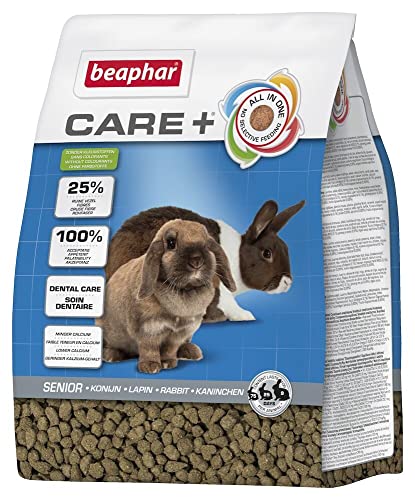 Beaphar Care+ Kaninchen Senior | Kaninchenfutter ab dem 6. Lebensjahr | Niedriger Protein- & Kalzium-Gehalt | Mit 25% Rohfaser | 1,5 kg von beaphar
