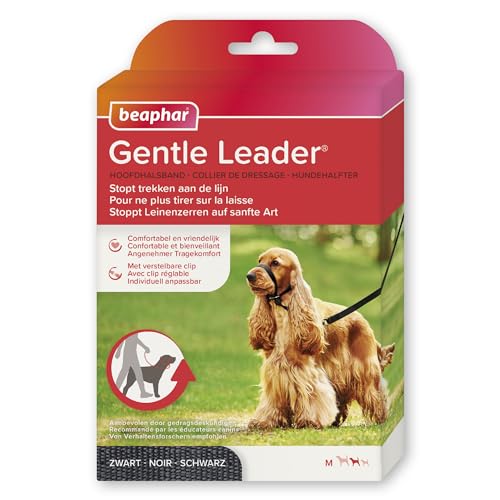 BEAPHAR - Gentle Leader® - Hundehalfter Für Mittelgroße Rassen - Aus Nylon - Trainingshilfe Zur Kontrolle Und Führung - Von Tiertrainern Empfohlen - Größe M - Schwarz von beaphar