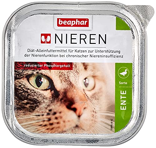 BEAPHAR - Nierendiät Für Katzen - Diätfutter - Reduzierter Phosphorgehalt - Mit Wertvollem Lachsöl - Zur Unterstützung Der Nierenfunktion - Schonkost Für Feinschmecker - 1x 100 g - Ente von beaphar