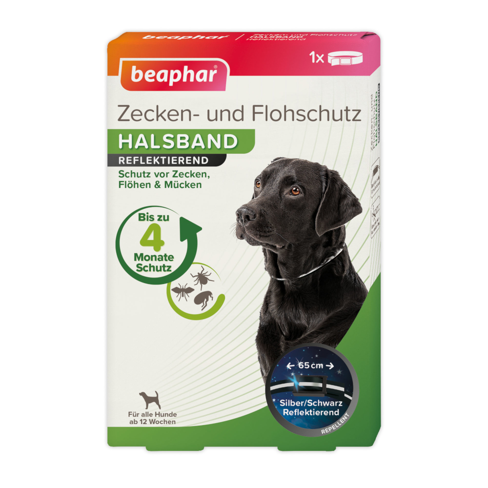 beaphar Reflektierendes Zecken- & Flohschutz-Halsband für Hunde - ca. 65 cm Halsumfang von beaphar