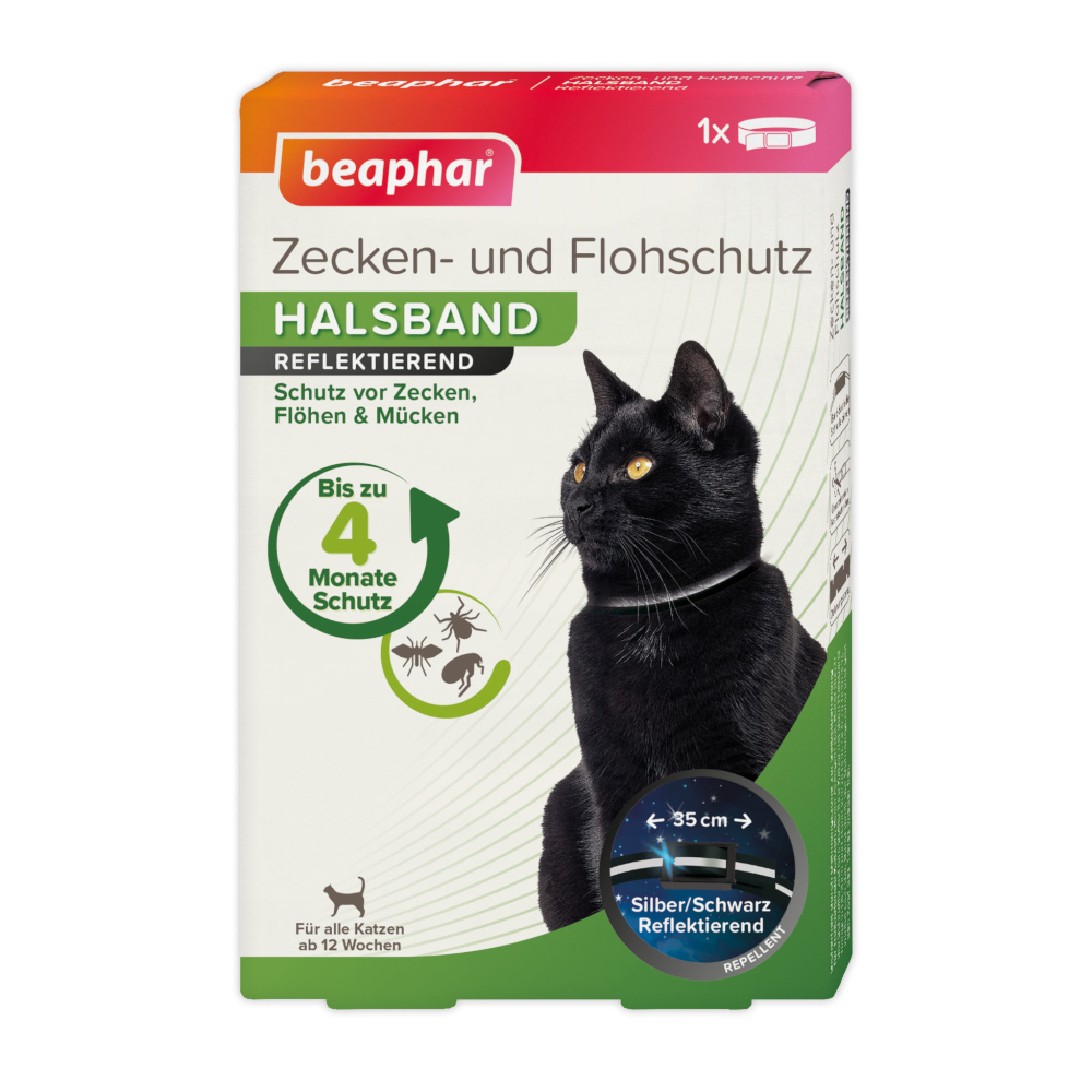 beaphar Reflektierendes Zecken- & Flohschutz-Halsband für Katzen - Sparpaket: 2 Stück von beaphar