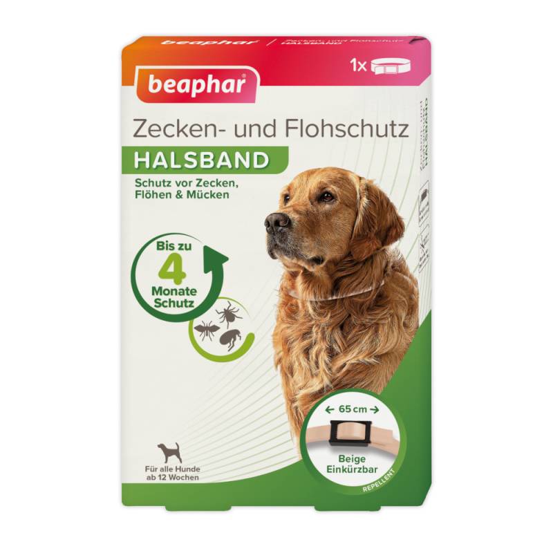 beaphar Zecken- & Flohschutz-Halsband für Hunde, beige - ca. 65 cm Halsumfang von beaphar