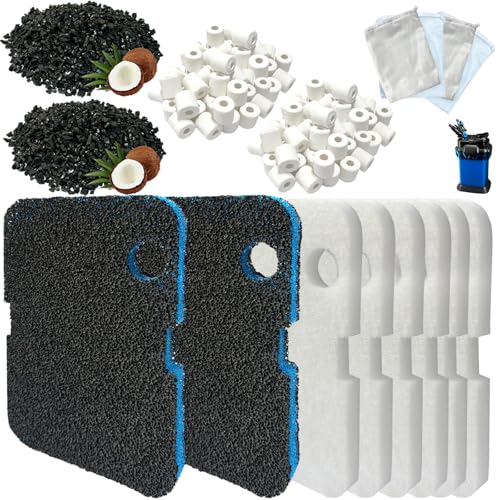 Aquarium-Filter-Media-Set, Ersatz für Penn-Plax Cascade 700 & 1000 Kanister Aquariumfilter, inklusive Bio-Schwammfilter, weiße Zahnseide-Pads, Aktivkohle, Keramikringe und Netzbeutel, 16 Stück Aquarium-Filter-Media-Set, Ersatz für Penn-Plax Cascade 700 & 1000 Kanister Aquariumfilter, inklusive Bio-Schwammfilter, weiße Zahnseide-Pads, Aktivkohle, Keramikringe und Netzbeutel, 16 Stück von beaufan
