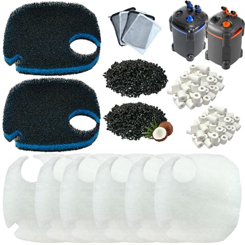 Passend für Amosijoy 172/225/265GPH Aquarium-Außenfilter und Coospider-repta 172/225/265GPH Aquariumfilter, 6 weiße Zahnseide, 2 grobe Filterpads, 2 Kokosnussschalen-Kohle, 2 Keramikringe und 4 Passend für Amosijoy 172/225/265GPH Aquarium-Außenfilter und Coospider-repta 172/225/265GPH Aquariumfilter, 6 weiße Zahnseide, 2 grobe Filterpads, 2 Kokosnussschalen-Kohle, 2 Keramikringe und 4 von beaufan