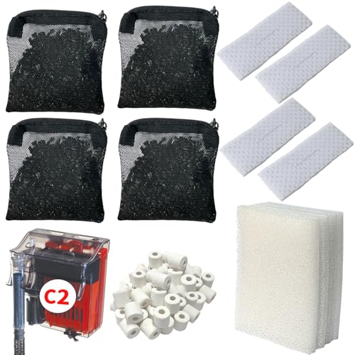 beaufan 2 Aquarium-Filtermedien, kompatibel mit Fluval C2 Aquarium, inklusive 4 Schwammfilter, 4 Planen, 4 Aktivkohle, 1 Packung Keramikring und 1 kleiner Schwamm beaufan 2 Aquarium-Filtermedien, kompatibel mit Fluval C2 Aquarium, inklusive 4 Schwammfilter, 4 Planen, 4 Aktivkohle, 1 Packung Keramikring und 1 kleiner Schwamm von beaufan