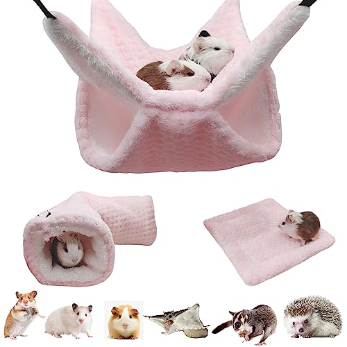 bebeibon Kleintierbett 3 Stück, Stockbett Zuckergleiter Hängematte, Kleintiere Käfig Zubehör Bettwäsche Weiche und Warme Tunnel mit Haken für Chinchilla, Hamster, Eichhörnchen, Igel small Animal bebeibon Kleintierbett 3 Stück, Stockbett Zuckergleiter Hängematte, Kleintiere Käfig Zubehör Bettwäsche Weiche und Warme Tunnel mit Haken für Chinchilla, Hamster, Eichhörnchen, Igel small Animal von bebeibon
