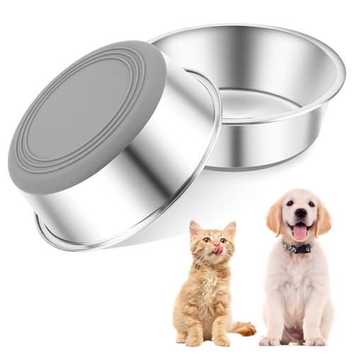 bechoanigel 2 Stück Hundenapf Edelstahl,Hundeschüssel Mit Rutschfester Silikonunterseite, Verfügbar für Katzen | kleine Mittlere Große Hunde, Fressnapf Hund, Hundenapf Leicht zu Reinigen(1750ML) von bechoanigel