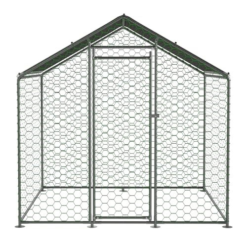 bedmance Freilaufgehege 2x2x2m Hühnerstall aus Metall Outdoor Hasenstall mit Sonnenschutzdach Winterfest Geflügelstall für Hühnerkäfig Vogelkäfig & Kaninchenstall von bedmance