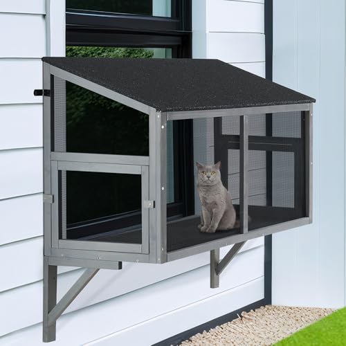 beeNbkks Käfersichere Katzenkatio, Fensterkastengehege für Indoor-Katzen, Katzen-Fenstersitzhaus aus Holz, erweiterbar für mehrere Katzen, sicherer bequemer Freiraum für Katzen, hält Insekten fern beeNbkks Käfersichere Katzenkatio, Fensterkastengehege für Indoor-Katzen, Katzen-Fenstersitzhaus aus Holz, erweiterbar für mehrere Katzen, sicherer bequemer Freiraum für Katzen, hält Insekten fern von beeNbkks
