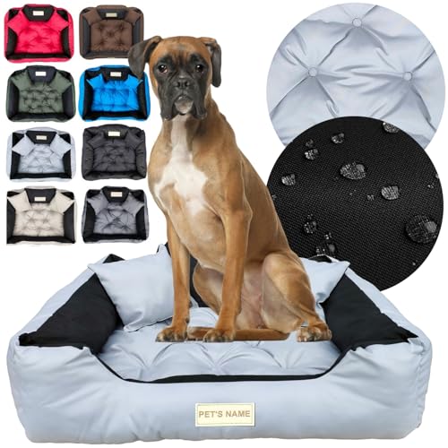 beeco STORE Hundebett Grosse Hunde - Hundebett Wasserdicht - Silber L - Waschbares Hundebett für große Hunde - Hundebett Abwaschbar – groß - Hundebett Waschbar – Hundekissen Grosse Hunde von beeco STORE