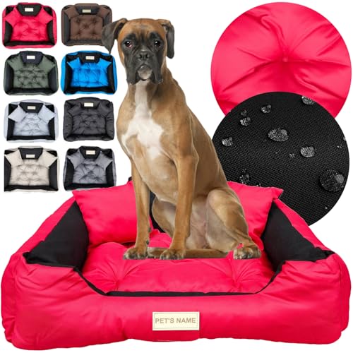 beeco STORE Hundebett Grosse Hunde - Hundebett Wasserdicht - Rot L - Waschbares Hundebett für große Hunde - Hundebett Abwaschbar – groß - Hundebett Waschbar – Hundekissen Grosse Hunde von beeco STORE