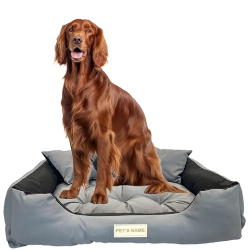 beeco STORE Hundebett Grosse Hunde – Grau Hundebett Wasserdicht - Waschbares Hundebett XL für große Hunde - Hundebett Abwaschbar – groß - Hundebett Waschbar – Hundekissene Grosse Hunde von beeco STORE