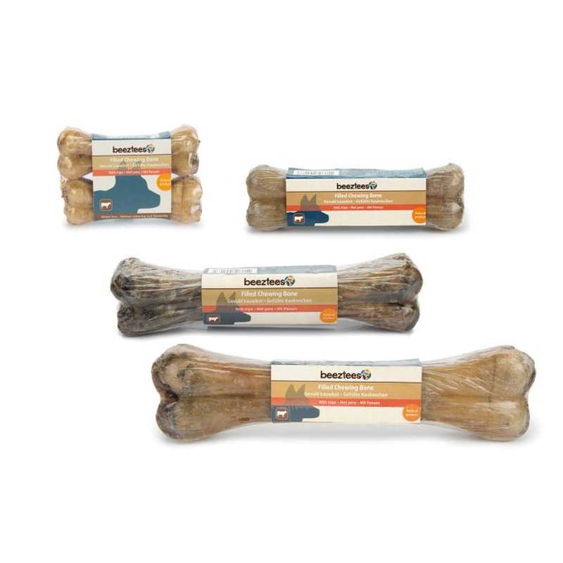 Kauknochen mit Pansenfüllung - 2 Stück L:10 cm Kauknochen mit Pansenfüllung - 2 Stück L:10 cm von beeztees