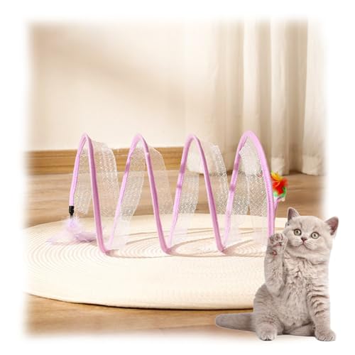 behound Gertar Cat Tunnel,Spiral Cat Tunnel Toy,Gertar S Type Cat Tunnel Toy,Gertar Cat Toy,Folded Cat Spring Tunnels Toy for Indoor Cats Interactive Cat Tube Toys with Furry Ball (A) von behound