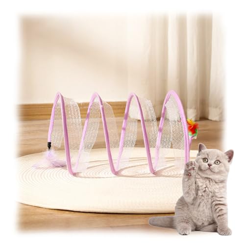 Gertar Cat Tunnel,Spiral Cat Tunnel Toy,Gertar S Type Cat Tunnel Toy,Gertar Cat Toy,Folded Cat Spring Tunnels Toy for Indoor Cats Interactive Cat Tube Toys with Furry Ball (A) von behound