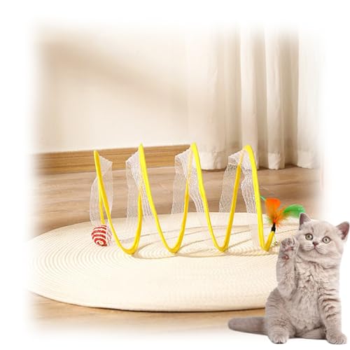 Gertar Cat Tunnel,Spiral Cat Tunnel Toy,Gertar S Type Cat Tunnel Toy,Gertar Cat Toy,Folded Cat Spring Tunnels Toy for Indoor Cats Interactive Cat Tube Toys with Furry Ball (B) von behound