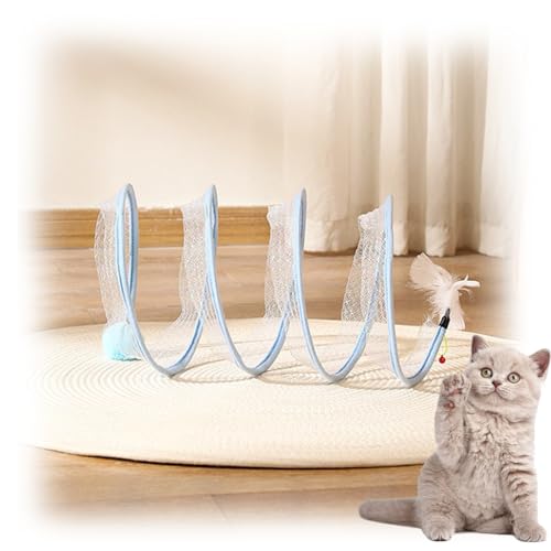 behound Gertar Cat Tunnel,Spiral Cat Tunnel Toy,Gertar S Type Cat Tunnel Toy,Gertar Cat Toy,Folded Cat Spring Tunnels Toy for Indoor Cats Interactive Cat Tube Toys with Furry Ball (D) von behound