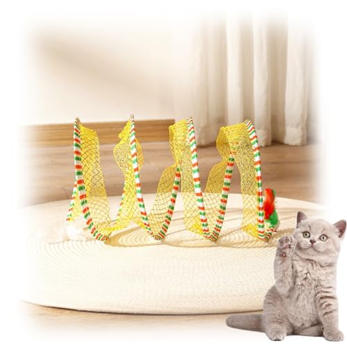 behound Gertar Cat Tunnel,Spiral Cat Tunnel Toy,Gertar S Type Cat Tunnel Toy,Gertar Cat Toy,Folded Cat Spring Tunnels Toy for Indoor Cats Interactive Cat Tube Toys with Furry Ball (E) von behound