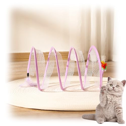 behound Gertar Cat Tunnel,Spiral Cat Tunnel Toy,Gertar S Type Cat Tunnel Toy,Gertar Cat Toy,Folded Cat Spring Tunnels Toy for Indoor Cats Interactive Cat Tube Toys with Furry Ball (F) von behound