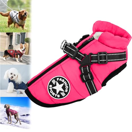 behound Pawbibi Sport - Waterproof Winter Jacket with Built-In Harness,Pawbibi Dog Jacket Coat with Harness,Dog Winter Jacket with Zipper,Dog Jackets for Small Medium Dogs (4XL,Pink) von behound