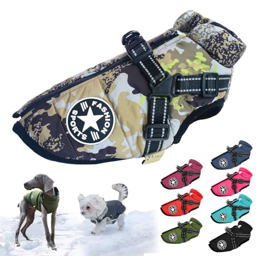 behound Pawbibi Sport - Waterproof Winter Jacket with Built-in Harness, Pawbibi Dog Warm Jacket with Harness, Fashion Sports Dog Coats for Small and Large Dogs Winter Waterproof (3XL,Camouflag) von behound