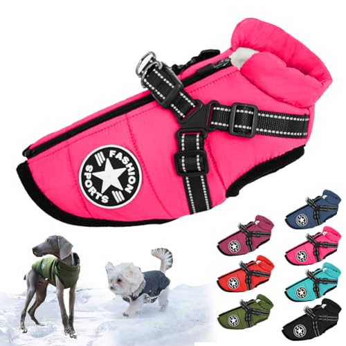 behound Pawbibi Sport - Waterproof Winter Jacket with Built-in Harness, Pawbibi Dog Warm Jacket with Harness, Fashion Sports Dog Coats for Small and Large Dogs Winter Waterproof (L,Pink) von behound